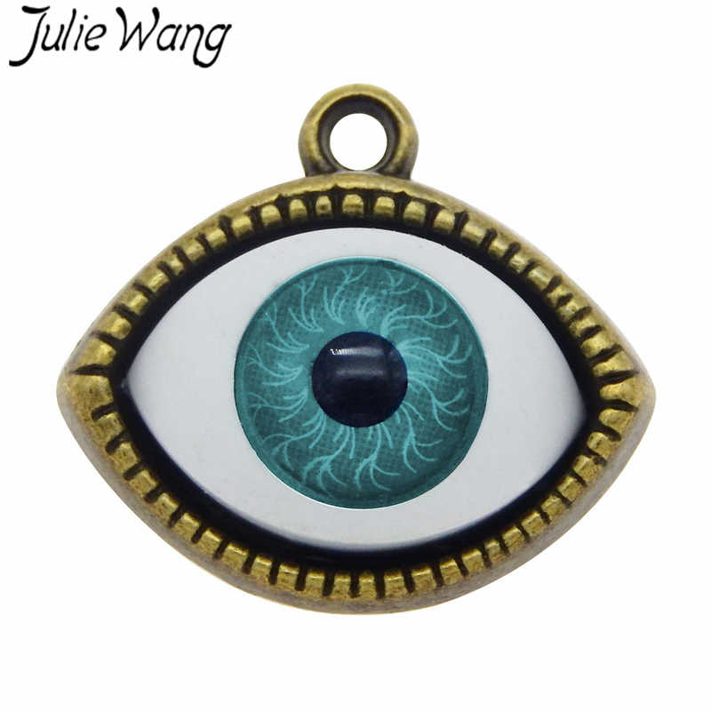 Julie Wang 7PCS Legering Human Evil Eye Charms Plastic Oogbol Multicolor Ketting Hangers Armband Sieraden Maken Accessoire: 54182
