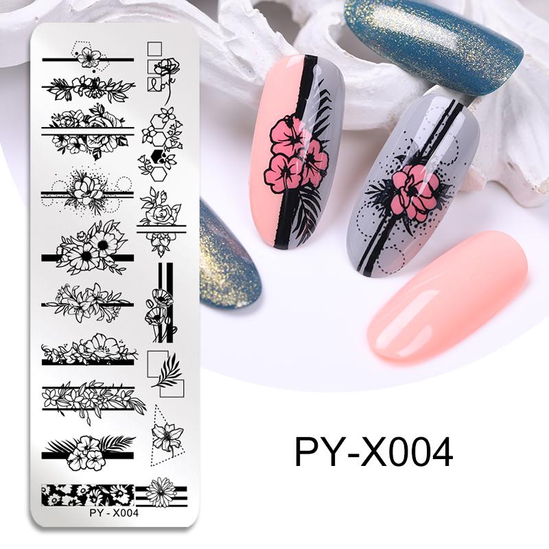 PICT YOU-plantillas para estampado de uñas, plantilla para estampado de uñas con formas geométricas, imagen DIY de hojas de animales para pulir uñas