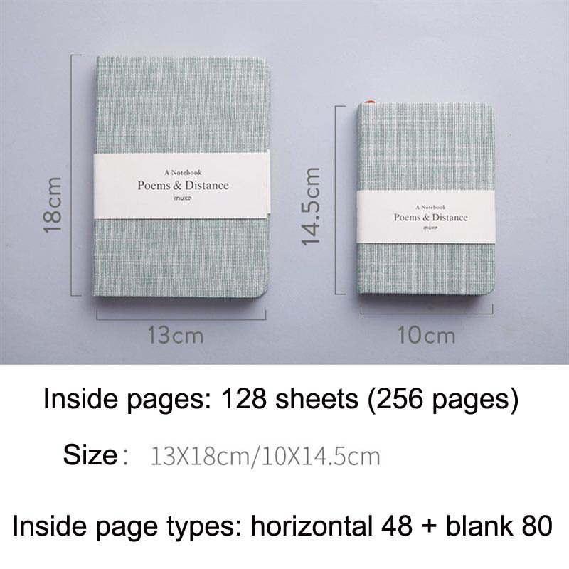 Cahier de poche en tissu, cahier de papeterie avec couverture en tissu A5, ligne horizontale, cahier à papier, Agenda personnel, Agenda