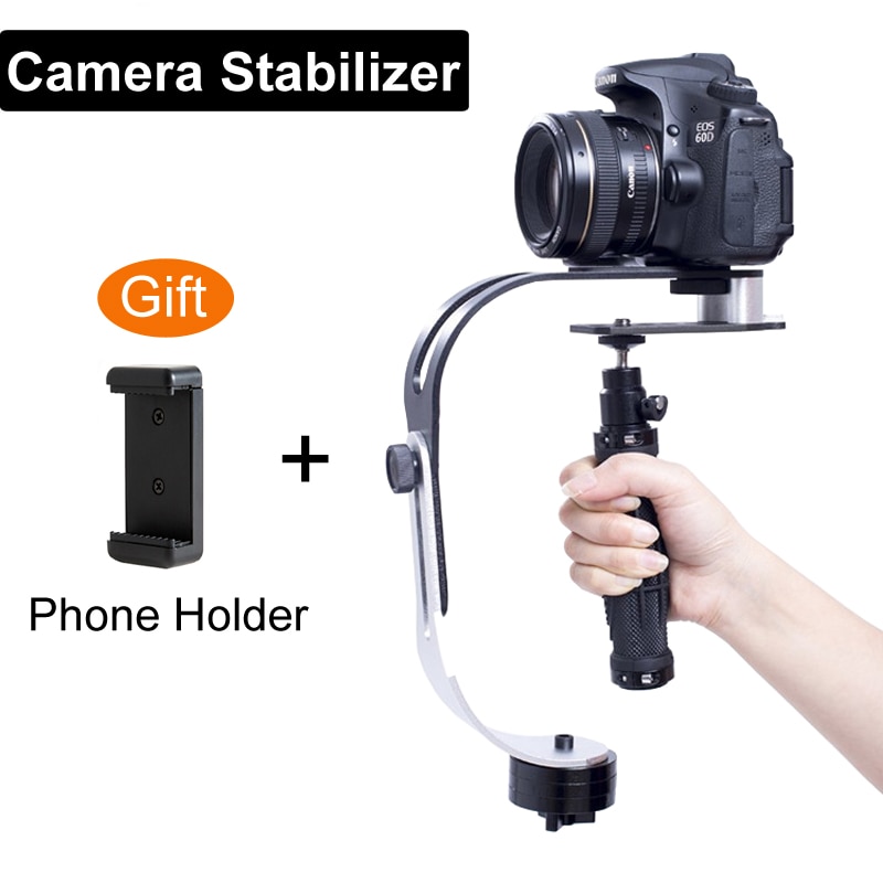 Mini Handheld Camera Stabilizer Aluminium Video Steadicam Zwarte Houder + Telefoon Clip Voor Canon Nikon Sony Sport Camera Dslr