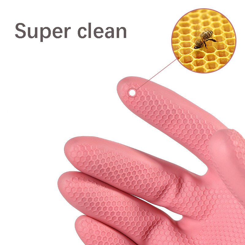 1Pair Waterproof Cleaning Gloves Kitchen Durable Dish Rubber Washing vegetables for Household Chores Cleaning Scrubber