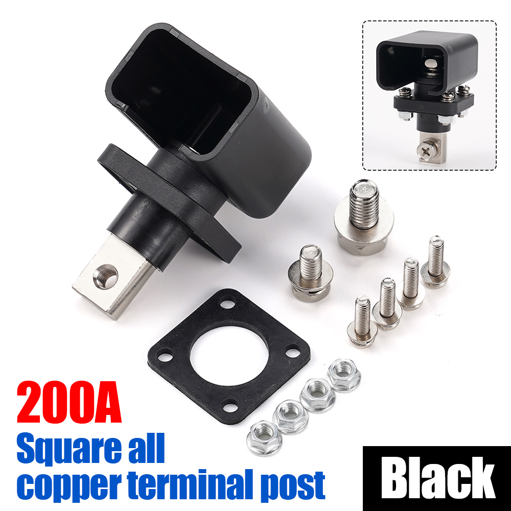 200A All-Copper Lithium Battery Terminal Connector Energy Storage Terminal Battery Connector Adapter Inverter Plug: black