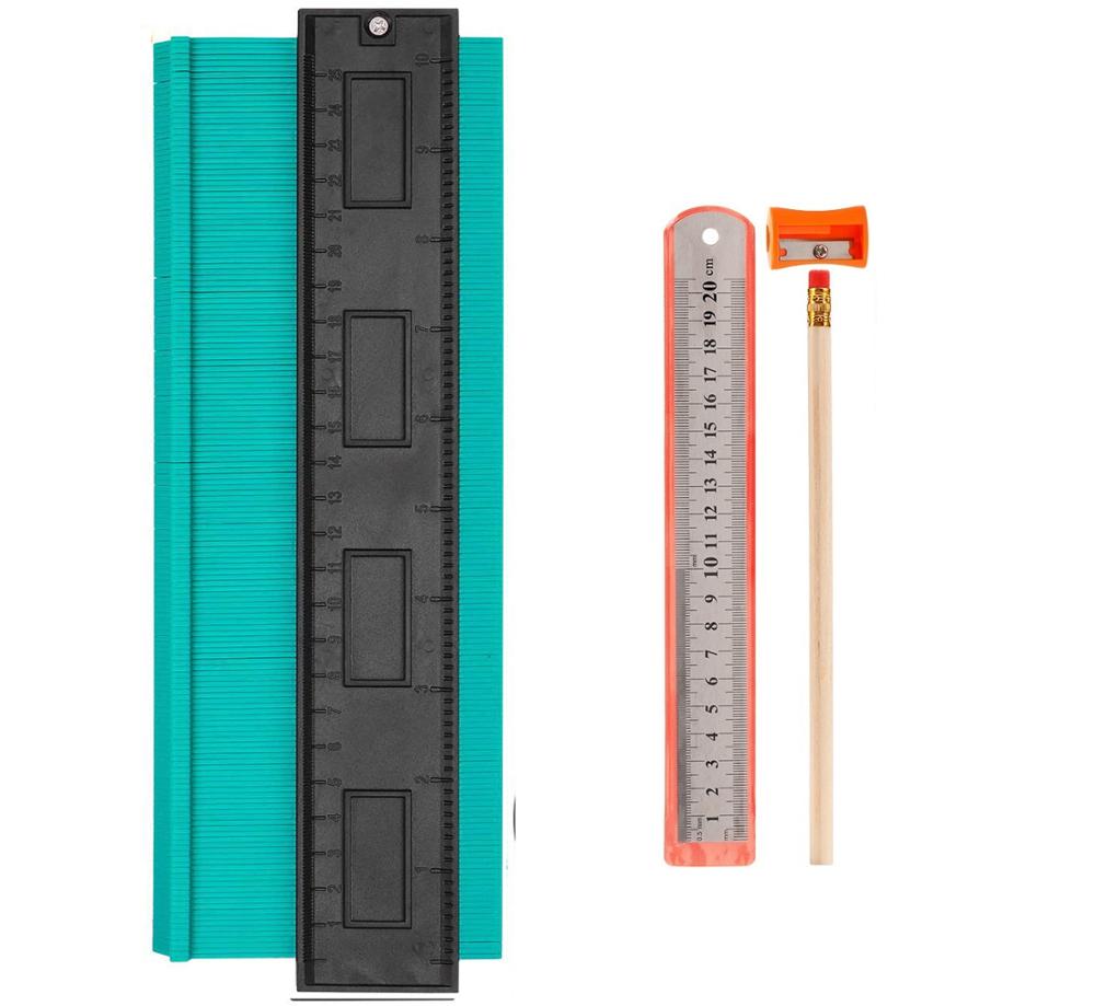4PCS/lot Contour Gauge Shape Duplicator Outline Profile Shape Contour Duplications Guage, Irregular Shapes Copy Measure Ruler: 10 Inch-Green