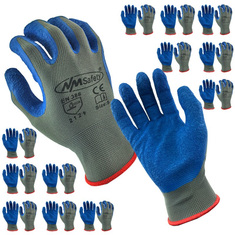 24Pieces/12 Pairs Polyester Gecoat Latex Antislip Ademend Huishouden Arbeid Werk Beschermende Tuin Handschoenen