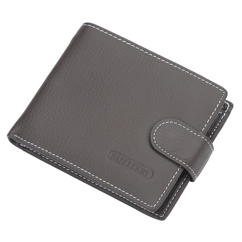 Genuine Leather Wallet Men Clip Cowhide Wallet Men Brand Coin Wallet Small Clutches Men's Purse Coin Pouch Short Men Wallet: Dark brown