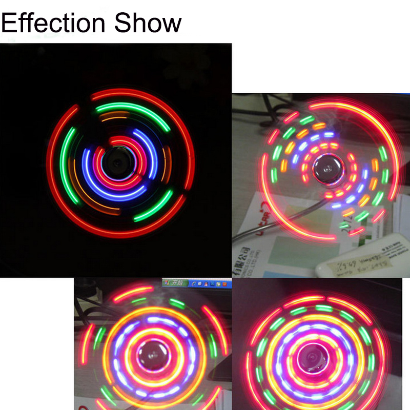 LUCOG Draagbare Mini LED USB Ventilator Rainbrow Kleur Flexibele Zwanenhals Knipperlicht USB Ventilator voor PC Laptop Notebook Cool Gadget