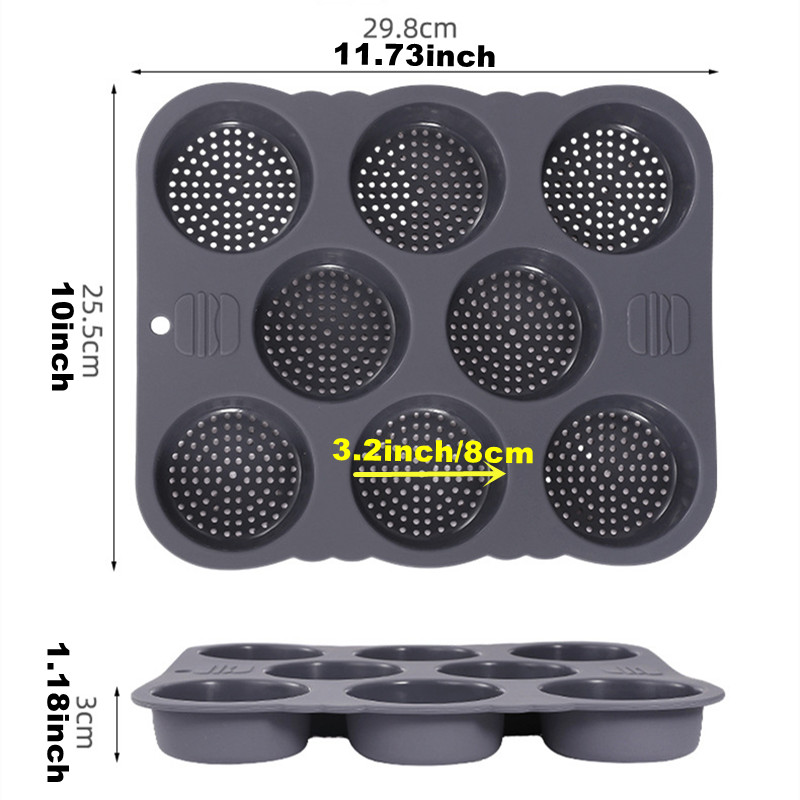 Hamburger Bun Mold Non-Stick Food Grade Silicone Bread Loaf Pan Baguette Pan French Bread Baking Forms Burger Buns Sandwich Tray: Clear