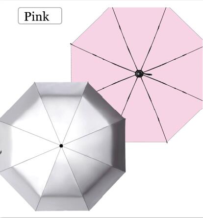 Mini parasol regn kvinder parasol anti uv mini strand paraply mand bærbar lomme folde paraply vindtæt sombrilla playa: Lyserød