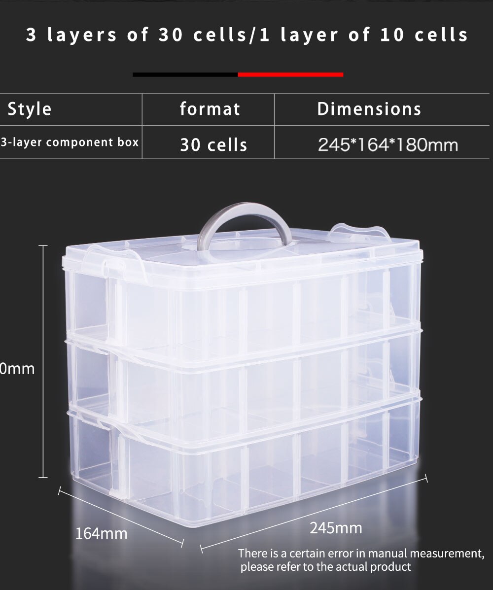 LUXIANZI 3 Layer Adjustable Storage Box With Locking HandleMetal Parts Screwdriver Hardware Multi-function Tool Box Plastic Case