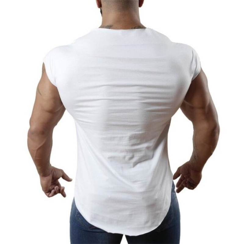 Enfärgade fitnesskläder herr casual hiphop bomullsvästar slim fit ärmlösa andningsbara skjortor gym bodybuilding muskeltröjor