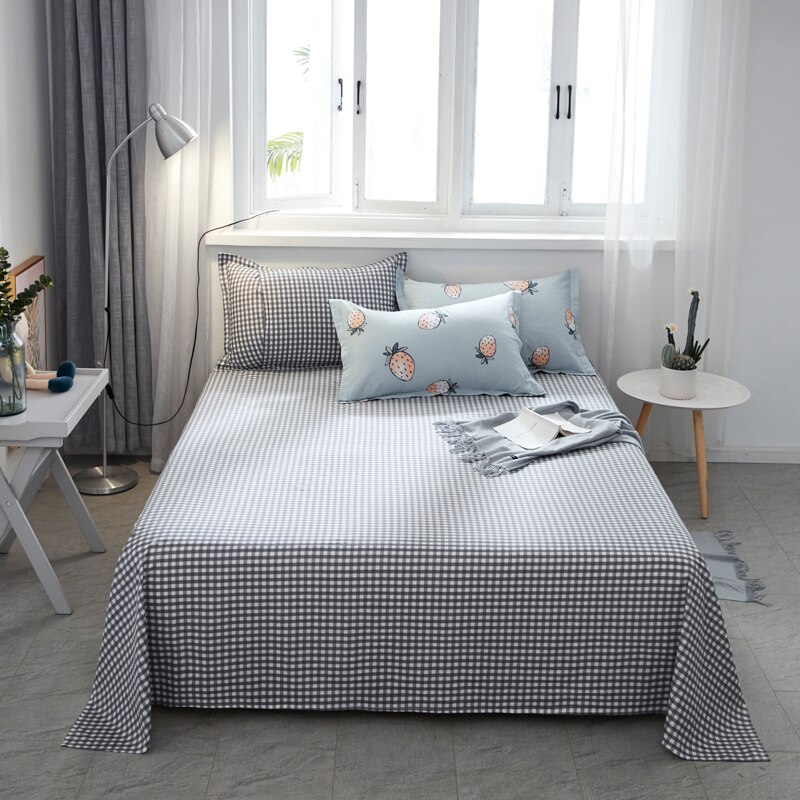 1pc Plaid Cotton Bed Sheet Black White Flat Sheet Bed Linen Bed Spread on The Bed King Queen Size Bed Cover No Pillowcase