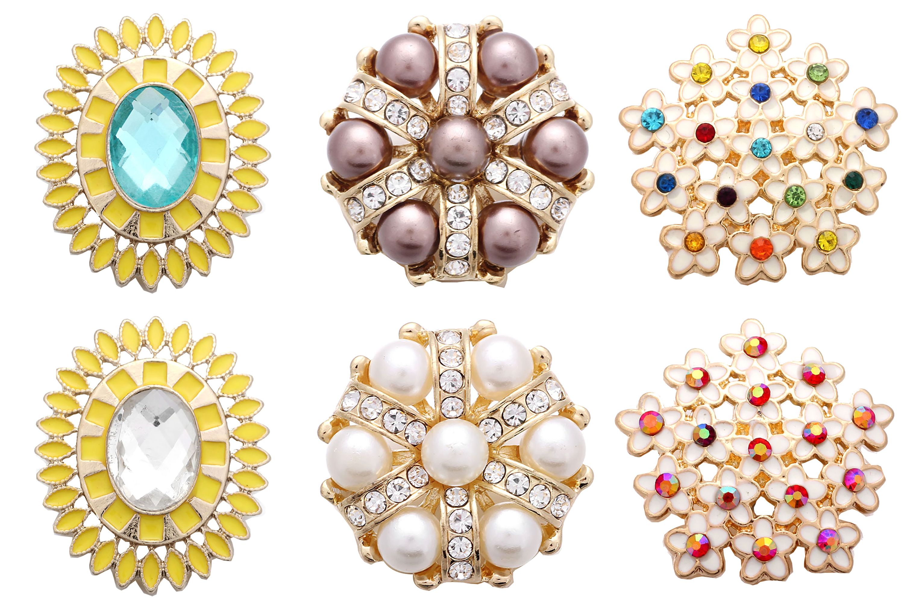 6 pièces/lot gros bouton pression bijoux mixte métal 18mm bouton pression strass pour 20mm 18mm bouton pression Bracelet bijoux: 15