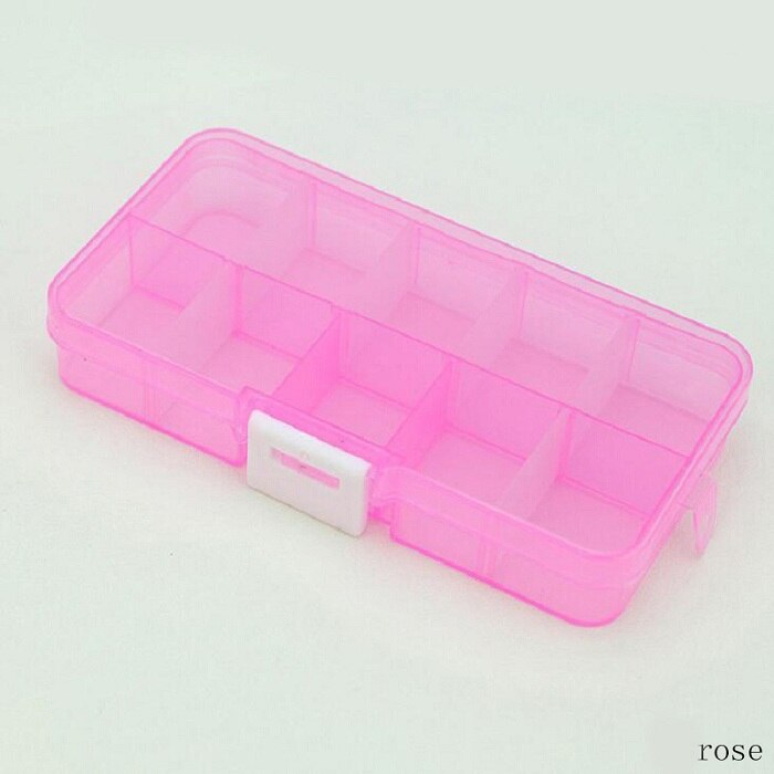 10 slidser gennemsigtig opbevaringsboks perler transportabel plastik arrangør taske håndværk perler containerc diy: Rose