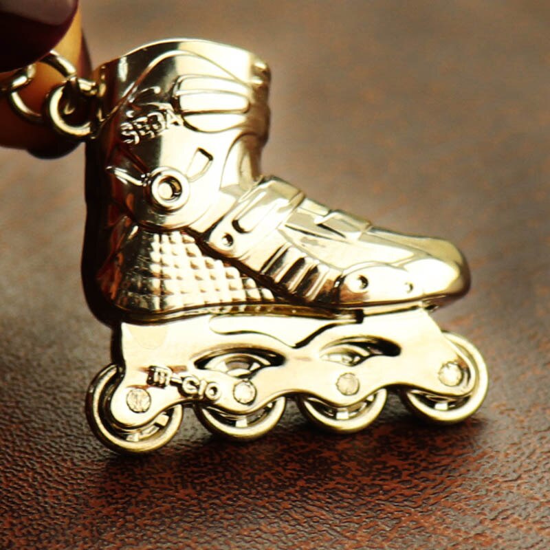 LLavero de Metal para parejas, accesorio para llaves de patines de dibujos animados, patinaje sobre ruedas, de , de , 10 unids/lote: Light Gold