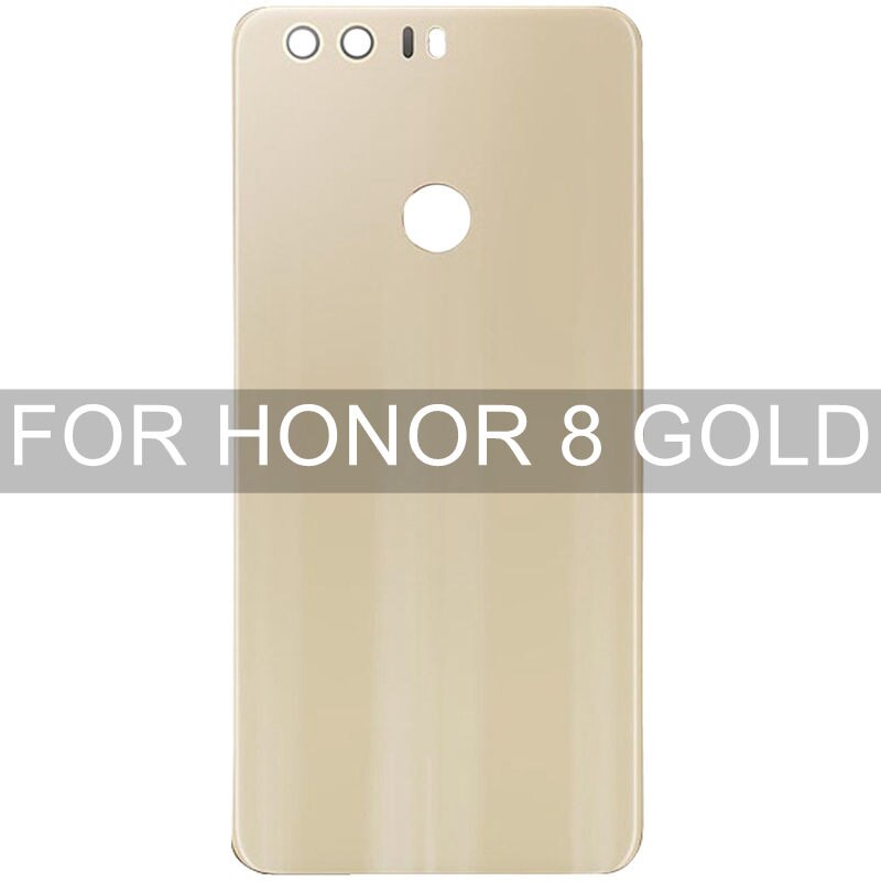 Panel de vidrio trasero para Huawei Honor 8 / Honor 8 Lite, cubierta de batería, carcasa trasera, reemplazo de puerta + pegatina adhesiva, FRD-L09 de PRA-LX1: Honor 8-Gold