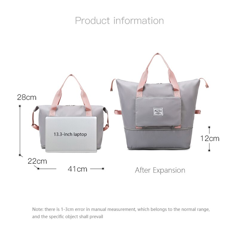 Large capacity foldable travel bag for women, multi-functional waterproof duffle bag, unisex sports gym handbag, storage tote bag