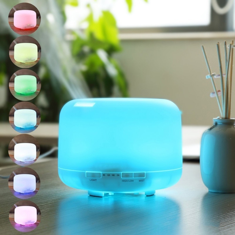 500ml Ultrasonic Air Humidifier Aroma Diffuser with 7 Color Lights Electric Aromatherapy Essential Oil Aroma Diffuser Mist Maker