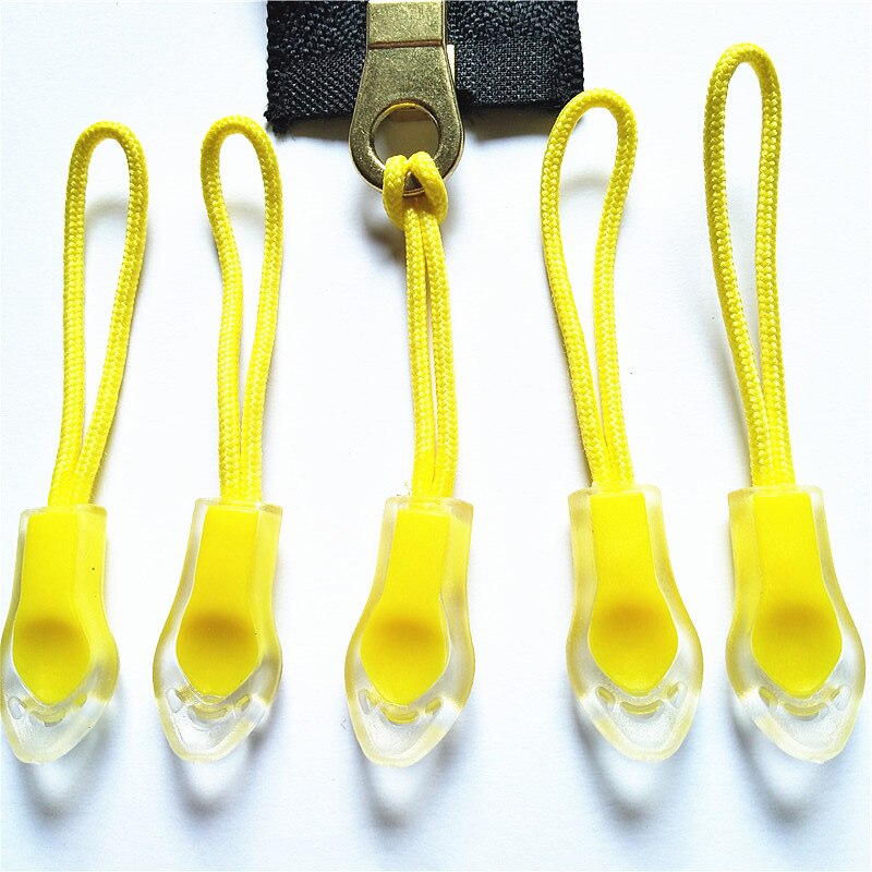 50Pcs Backpack Zipper Transparent Pull Cord Zip Fastener Zip Slider: 50pcs Yellow