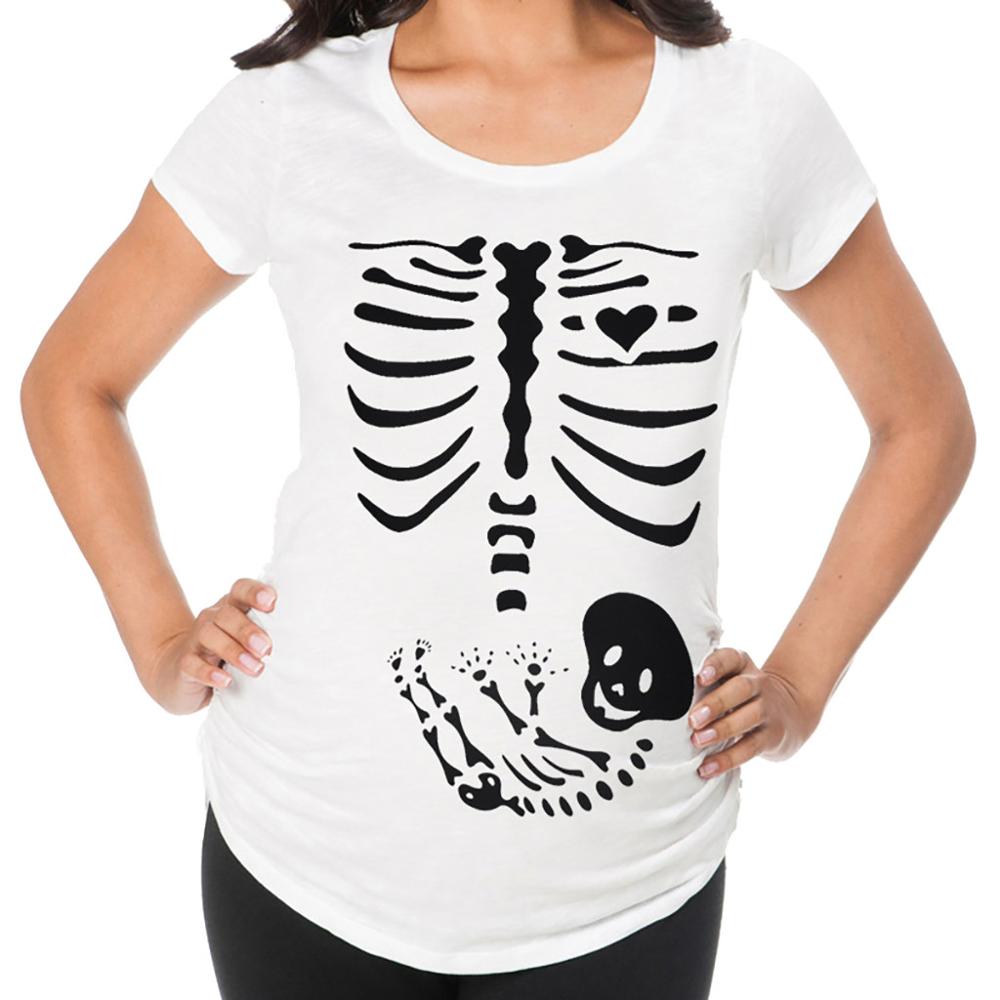 Maternity Dresses Pregnant Woman Clothes Pregnant women short-sleeved round neck skull print shirt T-shirt ropa maternidad A1