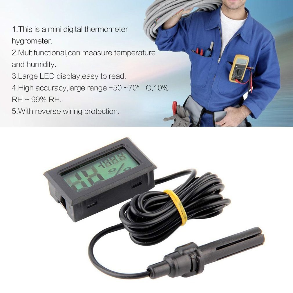 FY-12 Mini Digital LED Thermometer Hygrometer Temperature Humidity Measure Tester Monitor Indoor Automobile Household