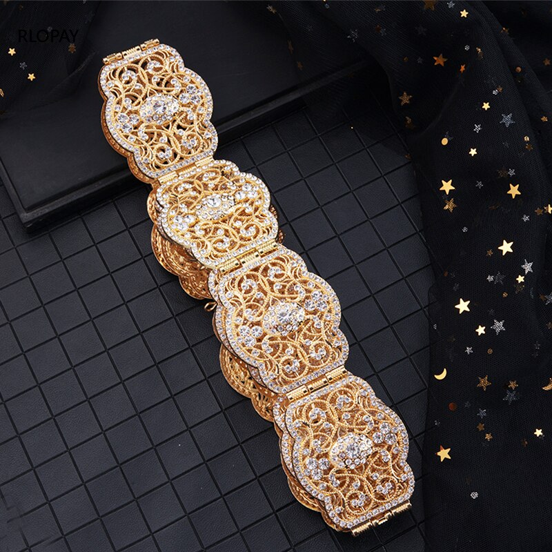 Bridal Riemen Met Kristallen In Goud Kleur Sparkly Jurk Riemen Arabische Mode Rhinestone Sash