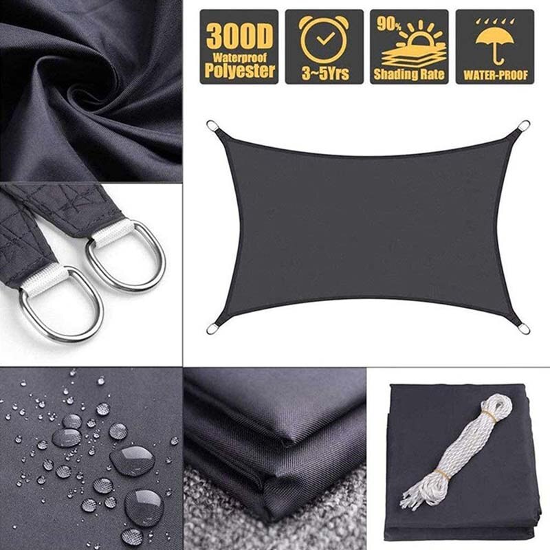 Cour rectangulaire carré Ultraviolet Oxford tissu extérieur jardin noir 3X