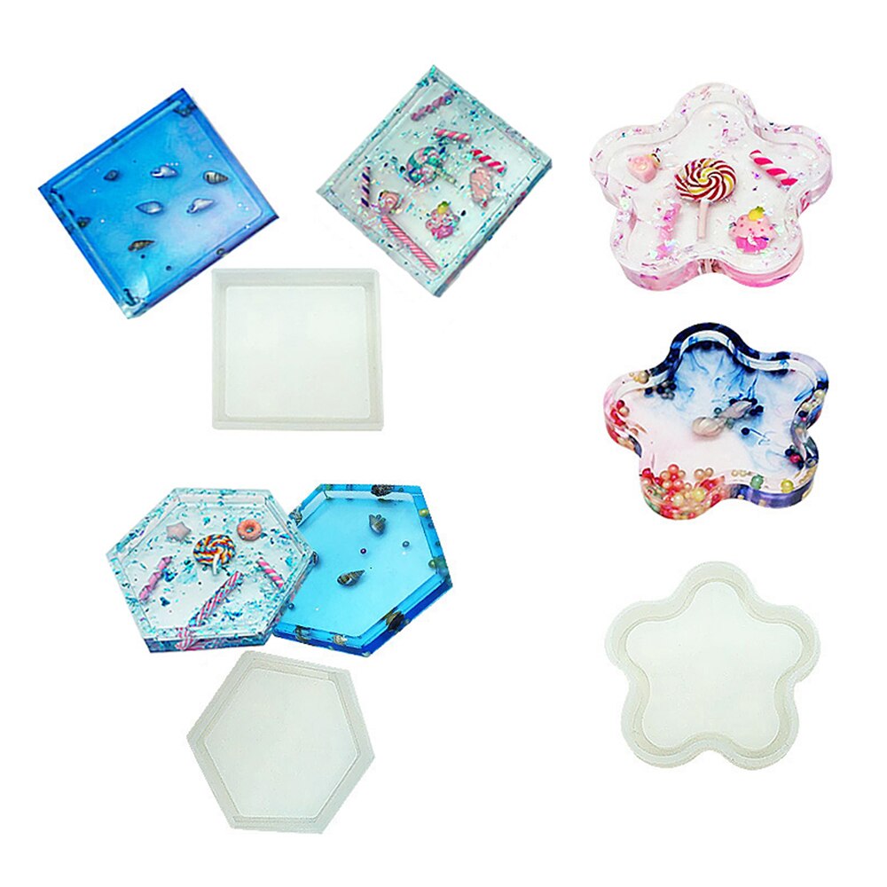 5 Stijlen Diy Siliconen Cup Pad Water Cup Mat Houder Epoxyhars Ambachten Mallen 1 Pcs Transparante Klei mould