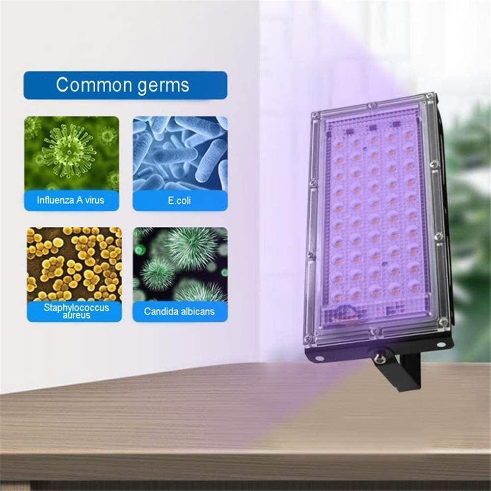 LED Flood Light germicidal Home UV lamp Light Ozone Sterilize Disinfection Ultraviolet Kill Dust Bacterium Mite Killer 50W