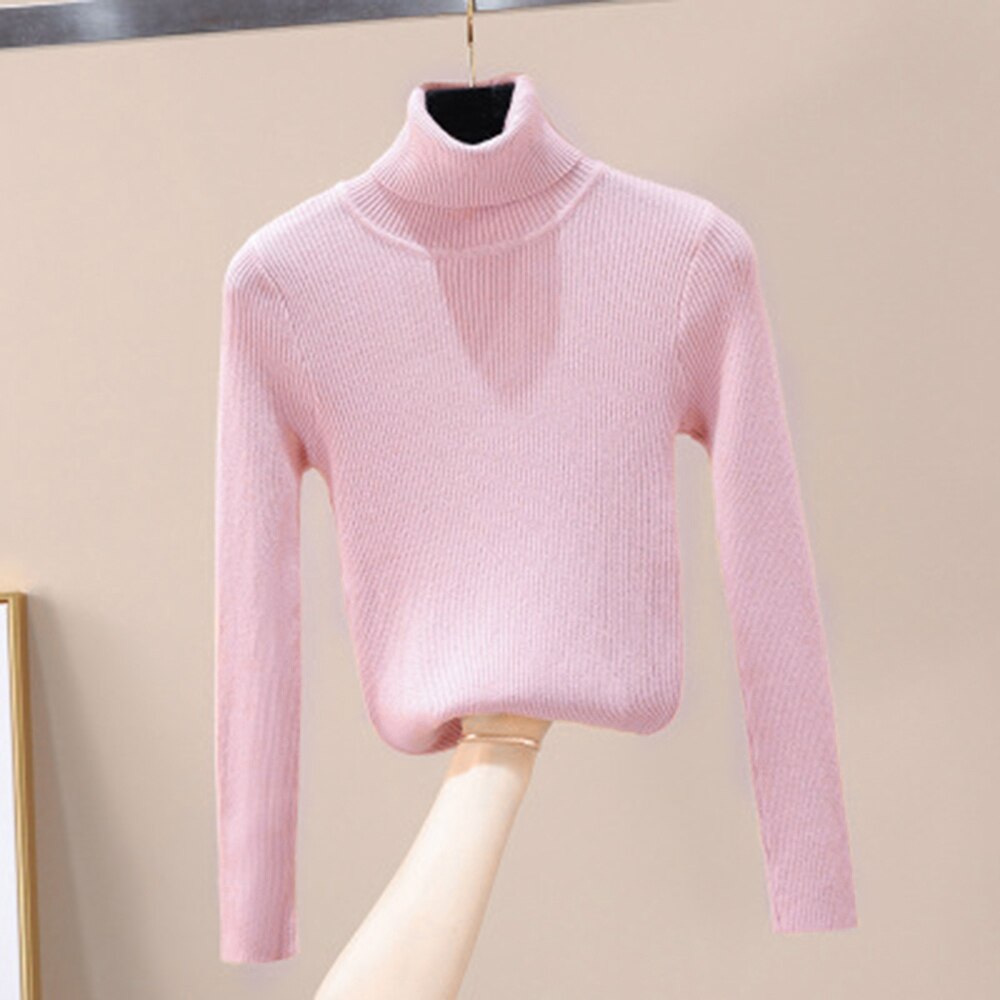 Muyogrt kvinnor baströjor höst vinter toppar slim fit dam pullover solid stickad tröja tröja mjuk varm pull femme