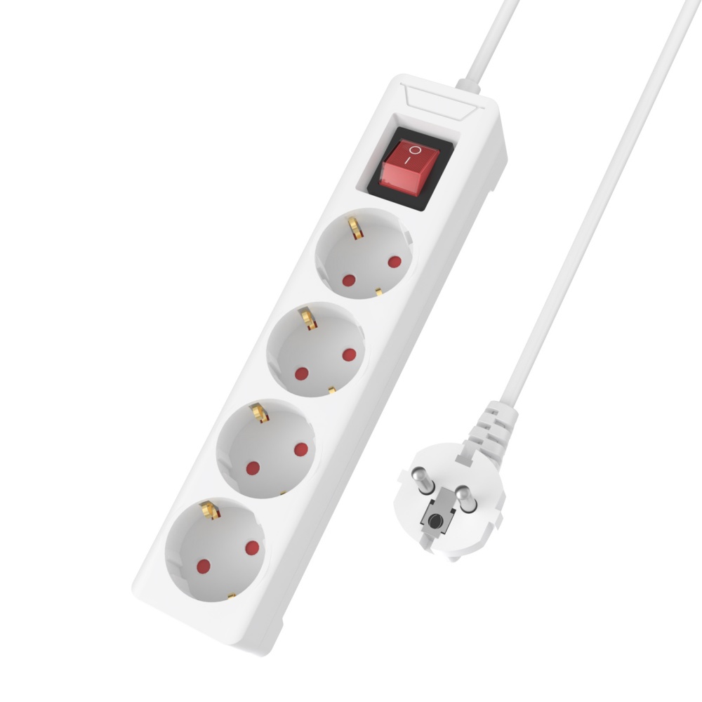 4-uitgang EU overspanningsbeveiliging stekkerdoos 1,5 m verlengsnoer AC-stopcontactadapter 4-stopcontactadapter met bescherming tegen overbelasting: Default Title