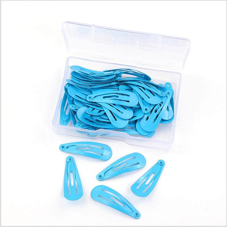 50Pcs/Box Mix-Color Baby Girl Hair Clips Korean Style Non-slip Candy Color Girl BB Hair Clips Hair Pins Girl Hair Accessories: lake blue