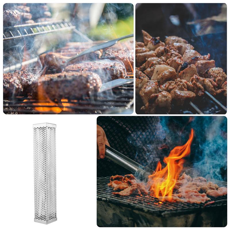 1 Pc Square 12 Inch Durable Stainless Steel Mesh Tube Smoker Tube For Grill Gas