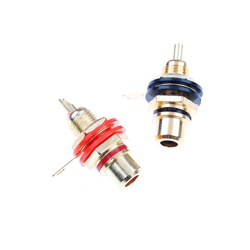 1 Pair RCA Female Socket Connector Chassis Panel Mount Adapter Audio Terminal Plug