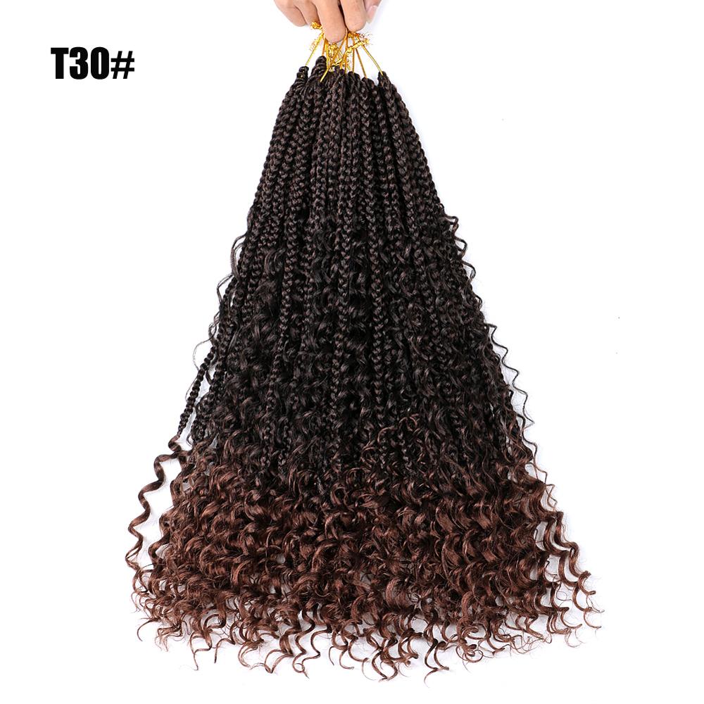 Crochet Braid Hair Messy Goddess Box Braids Hair With Curly Ends 22 Inch Synthetic Ombre Braiding Hair Extension For Black Women