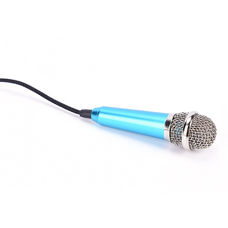3.5mm Stereo Studio Mic KTV Karaoke Mini Microphone For Cell Phone Laptop PC Desktop 5.5cm*1.8cm Small Size Mic: Blue
