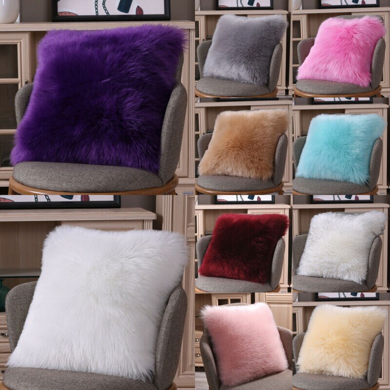 Faux Fur Fluffy Pluche Zachte Sofa Sierkussen Cover Kussen Case Solid Home Decor Woonkamer Slaapkamer