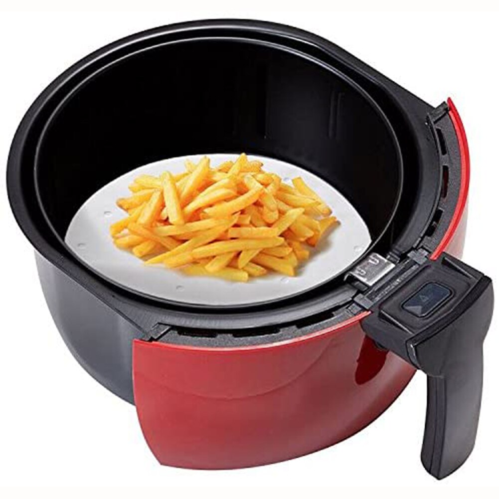 100Pcs Ronde Bakken Barbecue Papier Siliconen Olie Pizza Oven Lucht Friteuse Barbecue Broodje Steamer Papier (Met Gaten) non Sticky