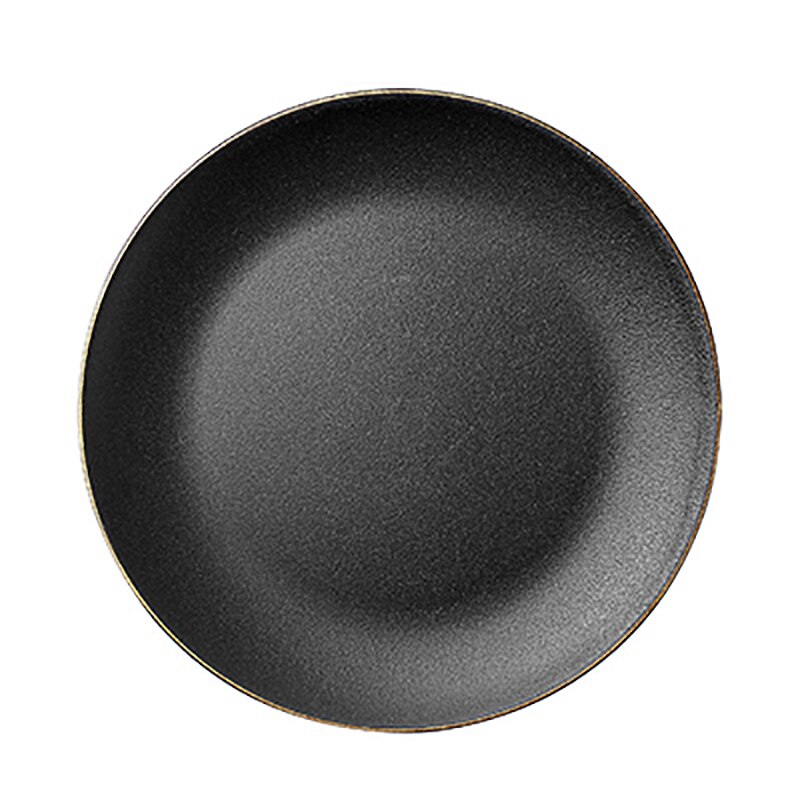 Vajilla dorada negra con borde, PARA CENA plato de cerámica, plato de arroz, ensalada, fideos, tazón para sopa, juegos de vajilla mate, herramienta de cocina