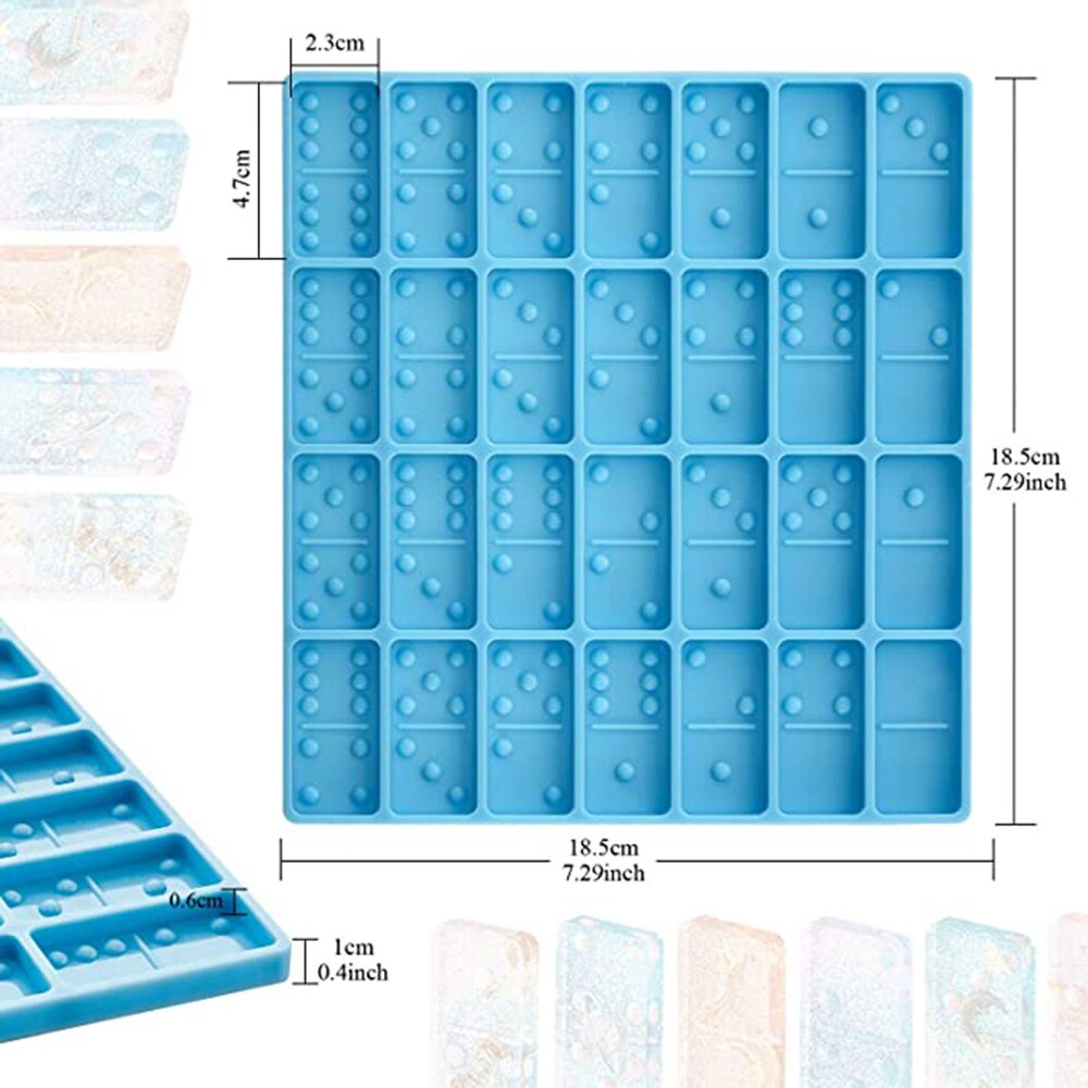 Shiny Dominoes Cabochons Silicone Epoxy Resin Mould Chocolate Fondant Mold Cake Diy Soap Decorating Tools Baking Accessories