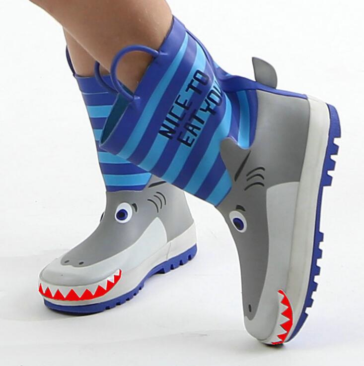 Mode kinderen Regen Laarzen Shark Patroon Regen Buizen 3D Driedimensionale Dier Vorm Waterdichte Schoenen Voor Jongens Meisjes