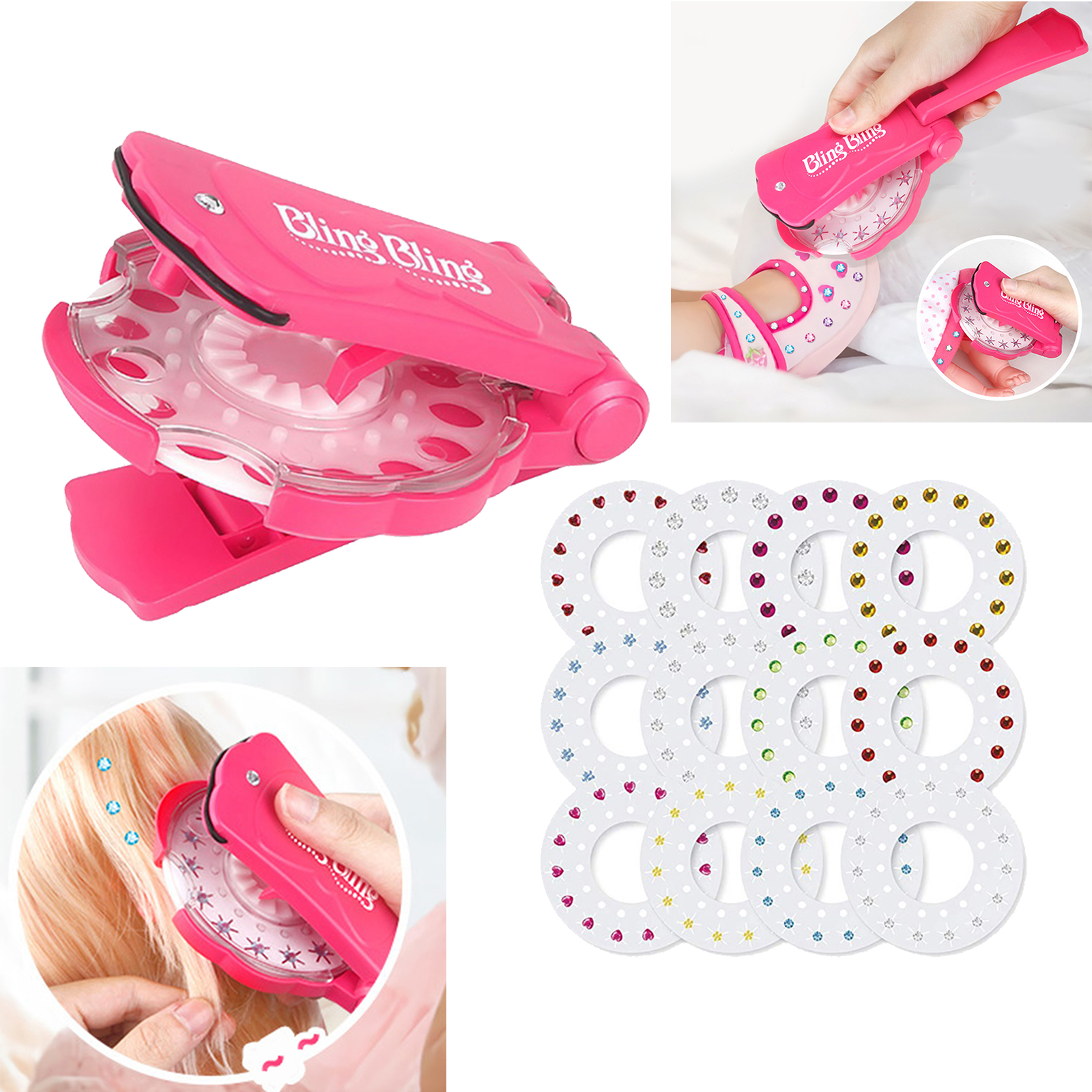 Modne Bling diamentowe włosy blask zszywacz zestaw cyrkoni torba ubrania kapelusz buty koszula spódnice ornament