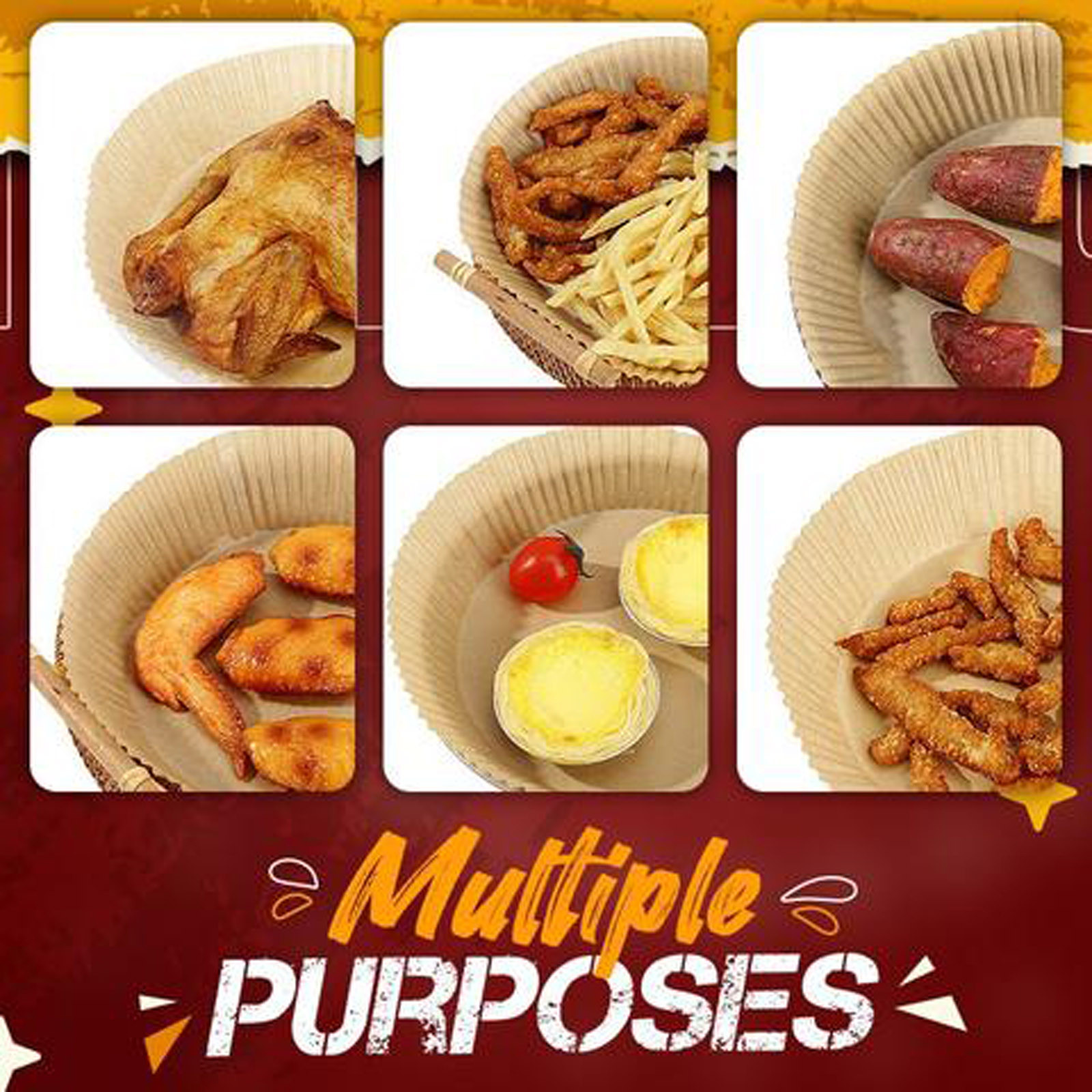 100/50pcs 16cm Friteuse à Air Jetable Papier Doublure Antiadhésive Tapis Parchemin Pâte De Bois Vapeur Rond Papier Doublure