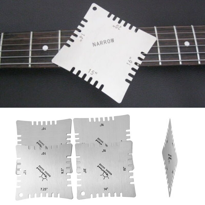 Medidores de radio con muescas para guitarra, diapasón, herramientas de medición para Luthier, 4 Uds.