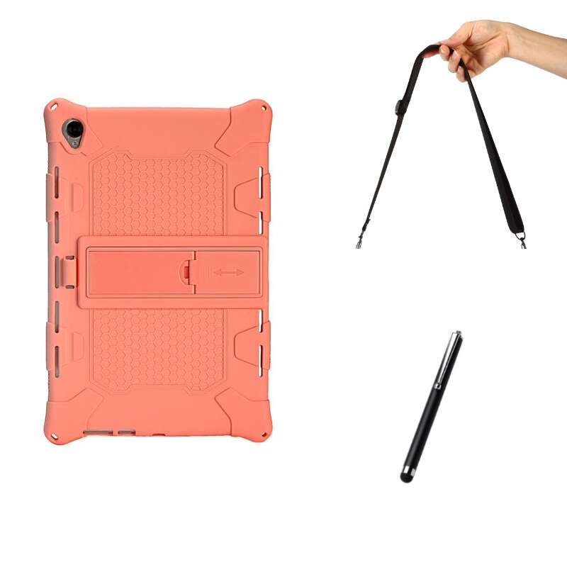 Coque de protection antichoc cmr -w09, 10.8 de protection universel en silicone souple pour tablette huawei mediapad  m5 10.8/ m6: Rose et bretelles