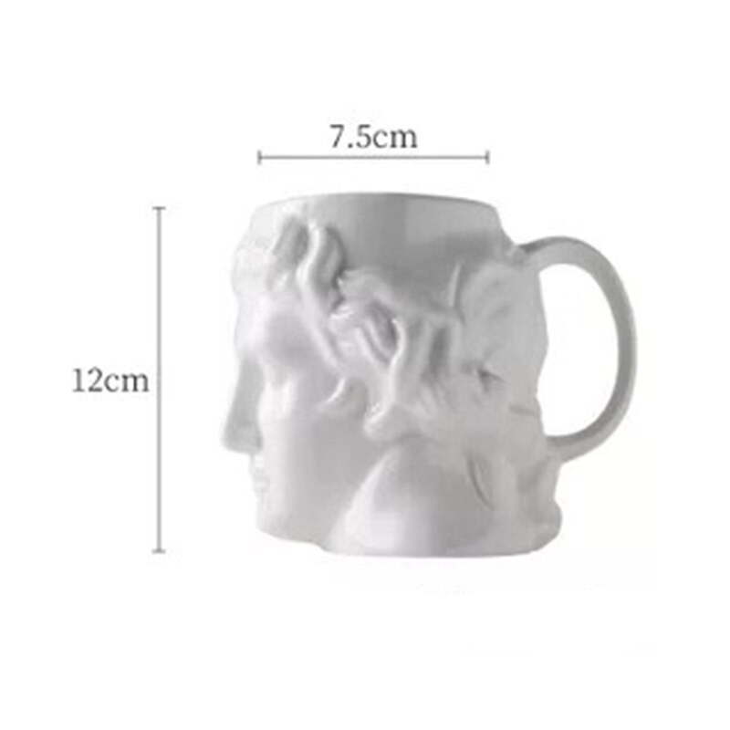 580ml Ceramic 3D Apollo Mug Coffee Mugs Ancient Greek gods Cups Cute Office Mugs Milk Mug Home Decoration Birthday: White