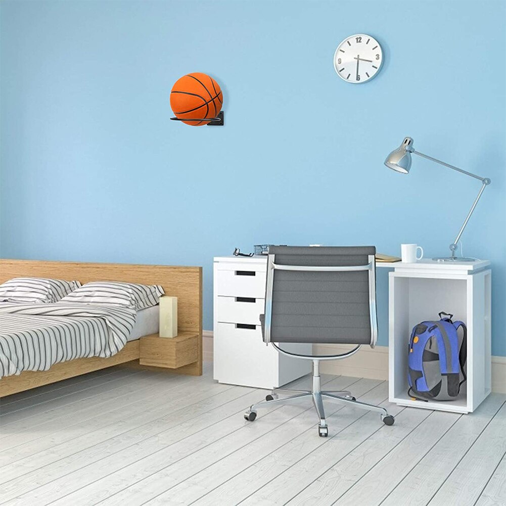 2pcs Wall-mounted Basketball Rack Iron Wall Mount Display Bracket Ball Holder for Soccer Football Volleyball Basketball Etc