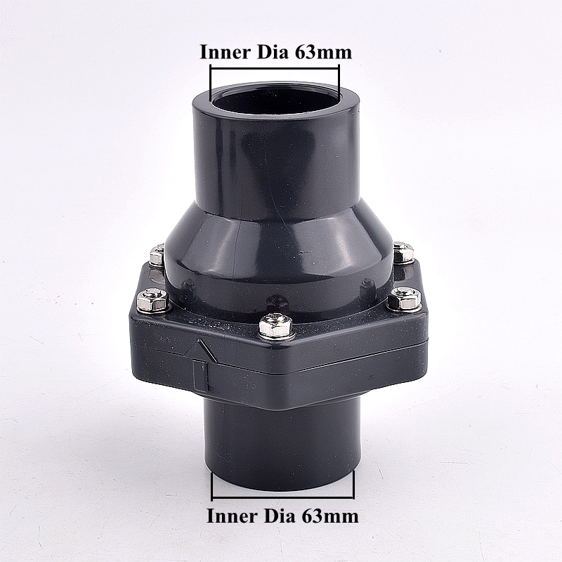 20~63mm PVC Check Valve Garden Sewer Drain Non Return Valve Tube Joint, Watering Irrigation System Water Pipe Connector Fittings: grey
