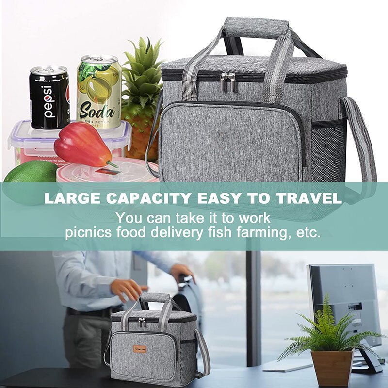 Sac à main isotherme pour pique-nique, capacité étanche de 15l, boîte à déjeuner, sac à main pour voyage, glacière Portable, sacs alimentaires pour hommes, femmes et enfants