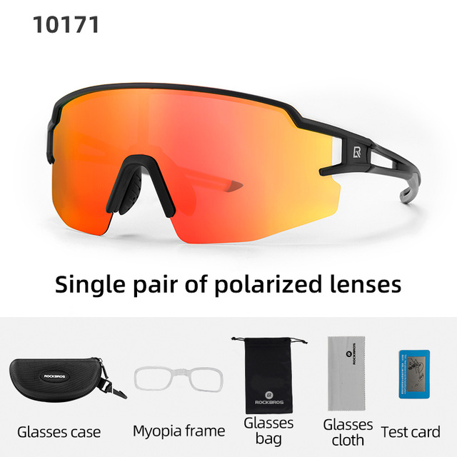 ROCKBROS Polarized Cycling Glasses Clear Bike Glasses Eyewear UV400 Outdoor Sport Sunglasses Men Women Cycling Sunglasses: Orange