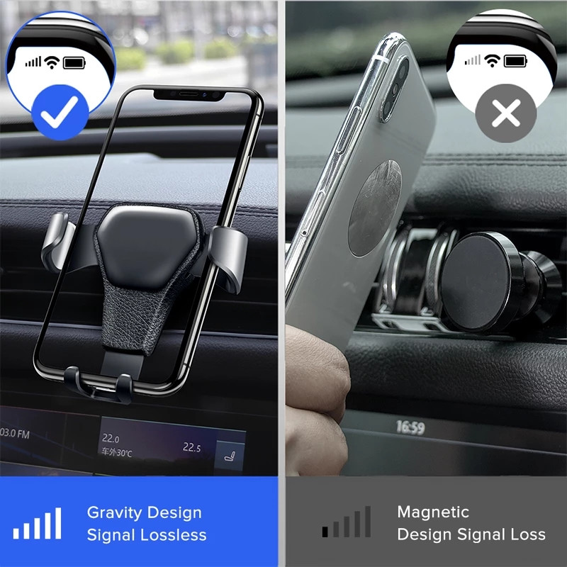Soporte Universal de gravedad para teléfono móvil, Clip de ventilación de coche, para iPhone y Samsung